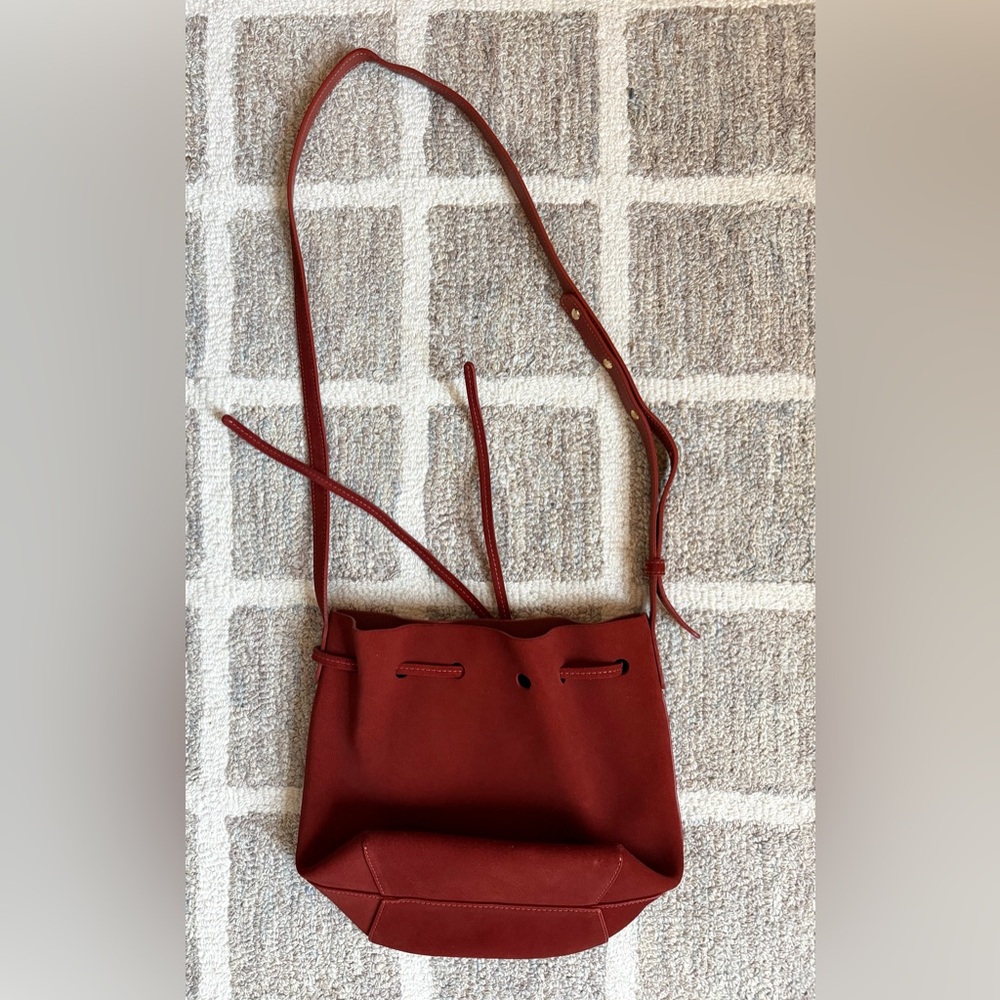 Mansur Gavriel Red Suede Drawstring Crossbody lik… - image 2